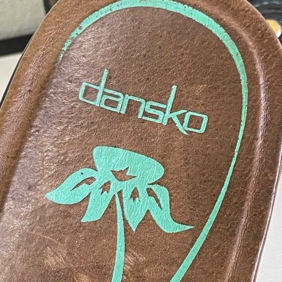 Dansko Dixie Full Grain Black/Turquoise Women's  Leather Sandals Size US 8.5 - Picture 8 of 9